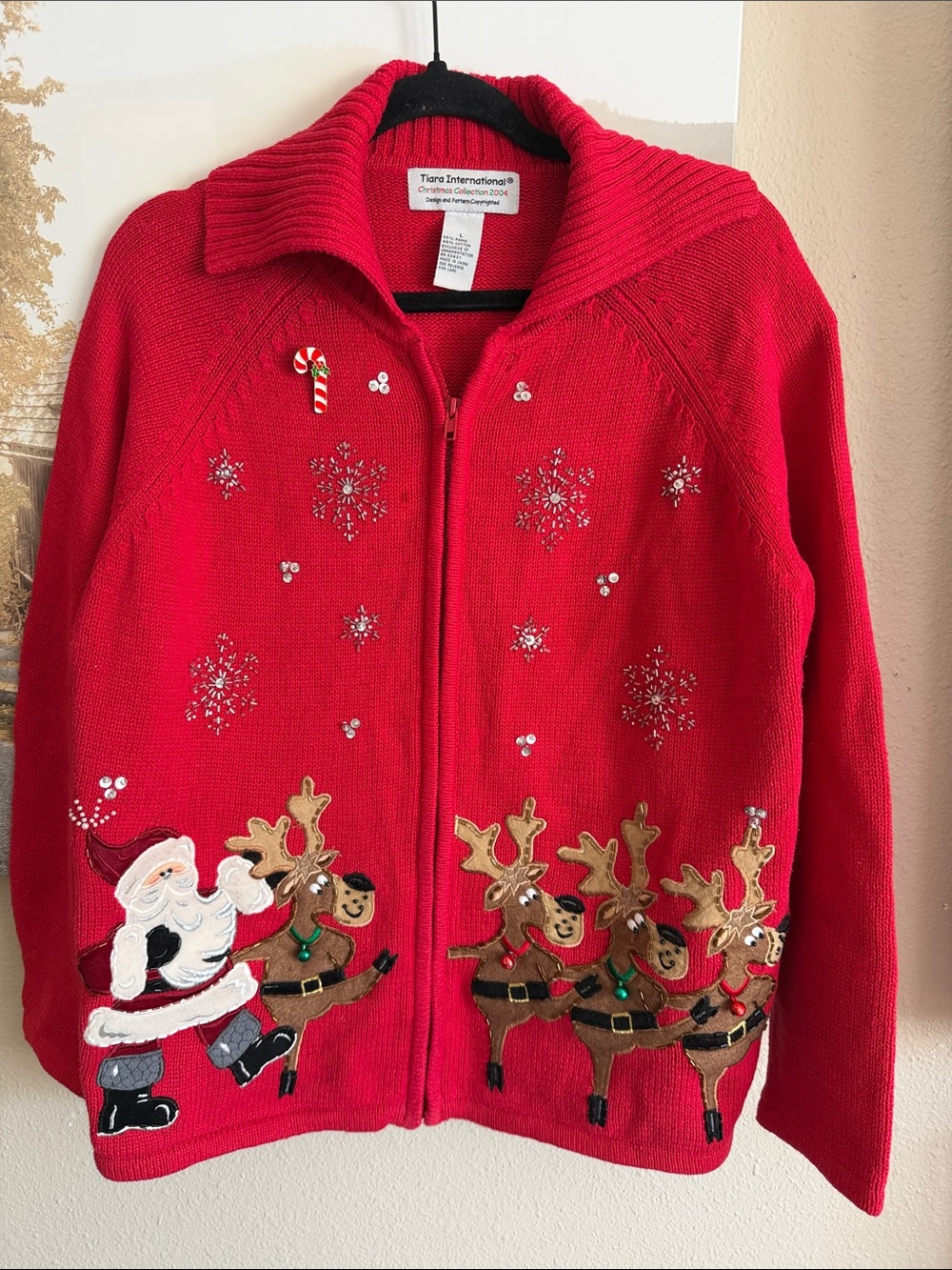 Vintage Tiara International Christmas Full Zip sweater